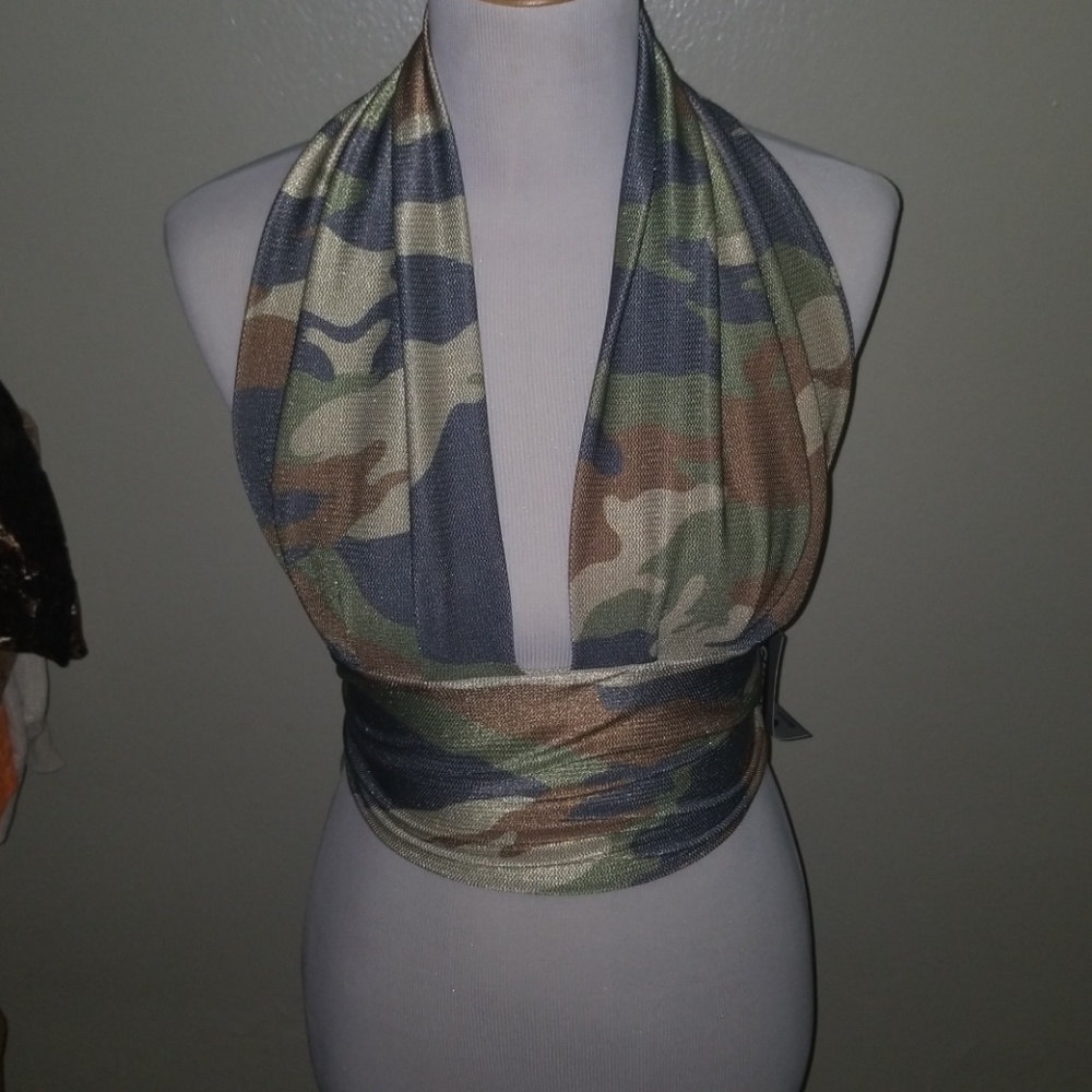 Sexy army open back top
